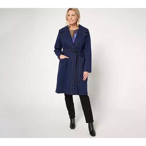 Beautiful by Lawrence‎ Zarian Womens MP Belted Double Knit Lined Coat Blue NWOT